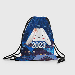 Рюкзак-мешок Белый крольчонок с цветком, цвет: 3D-принт