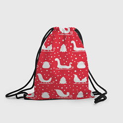 Рюкзак-мешок Сани, ёлочки, подарки, цвет: 3D-принт