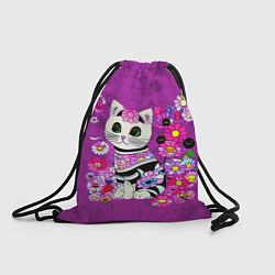 Рюкзак-мешок Зеленоглазый котенок в цветах, цвет: 3D-принт