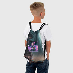 Рюкзак-мешок Sci-fi girl and cyberpunk vibes, цвет: 3D-принт — фото 2