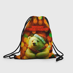 Рюкзак-мешок Merry Christmas белый медвежонок, цвет: 3D-принт