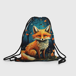 Рюкзак-мешок Лиса в Folk Art стиле, цвет: 3D-принт