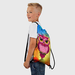 Рюкзак-мешок Малиновая сова на абстрактном фоне, цвет: 3D-принт — фото 2