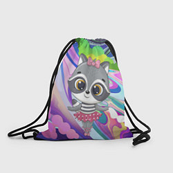 Рюкзак-мешок Девочка енот балерина, цвет: 3D-принт