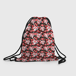 Рюкзак-мешок Маски лисиц кицунэ и камелия на черном, цвет: 3D-принт