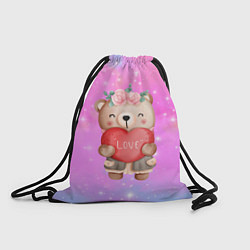 Рюкзак-мешок Милый мишка с сердечком, цвет: 3D-принт