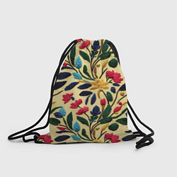 Рюкзак-мешок Эффект вышивки цветочная поляна, цвет: 3D-принт