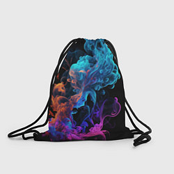 Рюкзак-мешок Неоновый цветной дым на черном фоне, цвет: 3D-принт