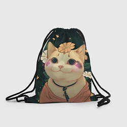 Рюкзак-мешок Смущённый мемный котик, цвет: 3D-принт