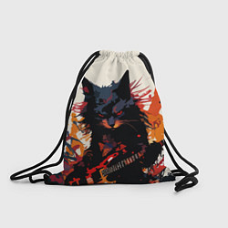 Рюкзак-мешок Black rocker cat on a light background - C-Cats co, цвет: 3D-принт