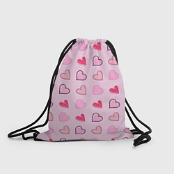 Рюкзак-мешок Валентинки на нежно-розовом фоне, цвет: 3D-принт