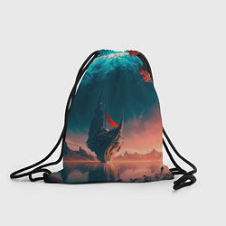 Рюкзак-мешок Абстрактный летающий корабль и луна, цвет: 3D-принт