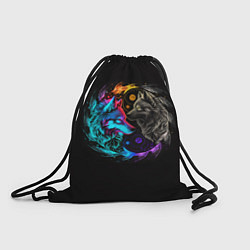 Рюкзак-мешок Инь-янь волки неон, цвет: 3D-принт