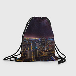 Рюкзак-мешок Ночной город и звёзды на небе, цвет: 3D-принт