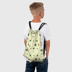 Рюкзак-мешок Узор из веточек и листиков земляники, цвет: 3D-принт — фото 2