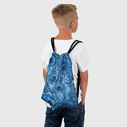 Рюкзак-мешок Синие цветы, цвет: 3D-принт — фото 2