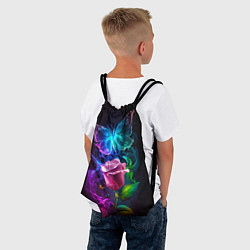 Рюкзак-мешок Неоновая бабочка с цветком, цвет: 3D-принт — фото 2