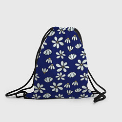 Рюкзак-мешок Дудл ромашки на синем фоне - паттерн, цвет: 3D-принт