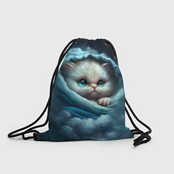 Рюкзак-мешок Котик в одеяльце в облаках, цвет: 3D-принт