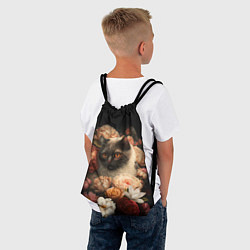 Рюкзак-мешок Милый котик окружённый цветами, цвет: 3D-принт — фото 2