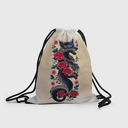 Рюкзак-мешок Irezumi - татуировка лиса в розах, цвет: 3D-принт
