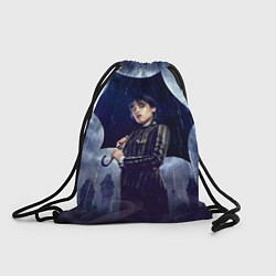 Рюкзак-мешок Уэнсдей Аддамс с зонтом, цвет: 3D-принт