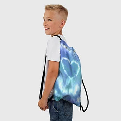 Рюкзак-мешок Сердце - тай-дай - голубой, цвет: 3D-принт — фото 2
