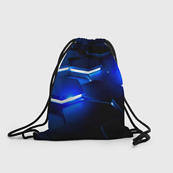 Рюкзак-мешок Металлические соты с синей подсветкой, цвет: 3D-принт