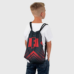 Рюкзак-мешок Красный символ Fortnite на темном фоне со стрелкам, цвет: 3D-принт — фото 2