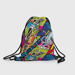 Рюкзак-мешок Guitars - pop art pattern, цвет: 3D-принт