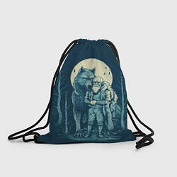 Рюкзак-мешок Старик с волком, цвет: 3D-принт