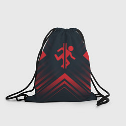 Рюкзак-мешок Красный символ Portal на темном фоне со стрелками, цвет: 3D-принт