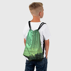 Рюкзак-мешок Пиксельный киберпанк пейзаж иллюстрация, цвет: 3D-принт — фото 2