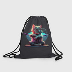 Рюкзак-мешок Кот самурай с катанами, цвет: 3D-принт