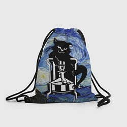 Рюкзак-мешок Кот Бегемот на примусе в Звездной ночи, цвет: 3D-принт