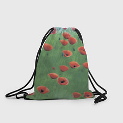 Рюкзак-мешок Красные маки в поле, цвет: 3D-принт