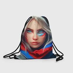 Рюкзак-мешок Девушка с голубыми глазами в флаге, цвет: 3D-принт