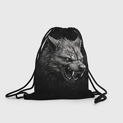 Рюкзак-мешок Волк - grunge style, цвет: 3D-принт