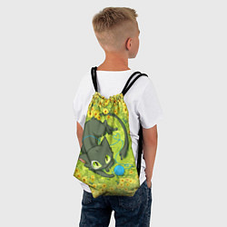 Рюкзак-мешок Судзумэ закрывающая двери: котик с клубком, цвет: 3D-принт — фото 2