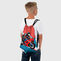 Рюкзак-мешок Нарисованный мотоциклист, цвет: 3D-принт — фото 2