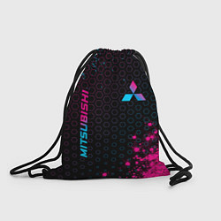 Рюкзак-мешок Mitsubishi - neon gradient: надпись, символ, цвет: 3D-принт