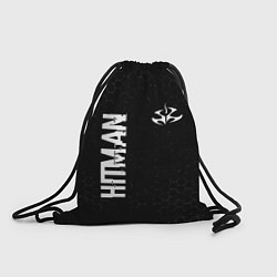 Рюкзак-мешок Hitman glitch на темном фоне: надпись, символ, цвет: 3D-принт