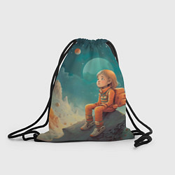 Рюкзак-мешок Девочка в оранжевом скафандре: арт нейросети, цвет: 3D-принт
