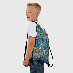 Рюкзак-мешок Сине-золотой цветочный узор, цвет: 3D-принт — фото 2