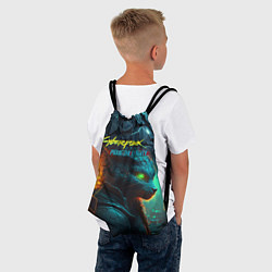 Рюкзак-мешок Сyberpunk 2077 phantom liberty cat, цвет: 3D-принт — фото 2