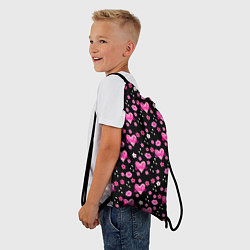 Рюкзак-мешок Черный фон, барби и цветы, цвет: 3D-принт — фото 2