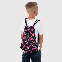 Рюкзак-мешок Черный фон, барби и цветы, цвет: 3D-принт — фото 2