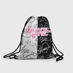 Рюкзак-мешок Blackpink - чб автографы, цвет: 3D-принт