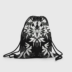 Рюкзак-мешок Цветы орнамент чб, цвет: 3D-принт