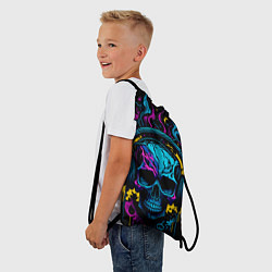 Рюкзак-мешок Череп - неонове искусство, цвет: 3D-принт — фото 2